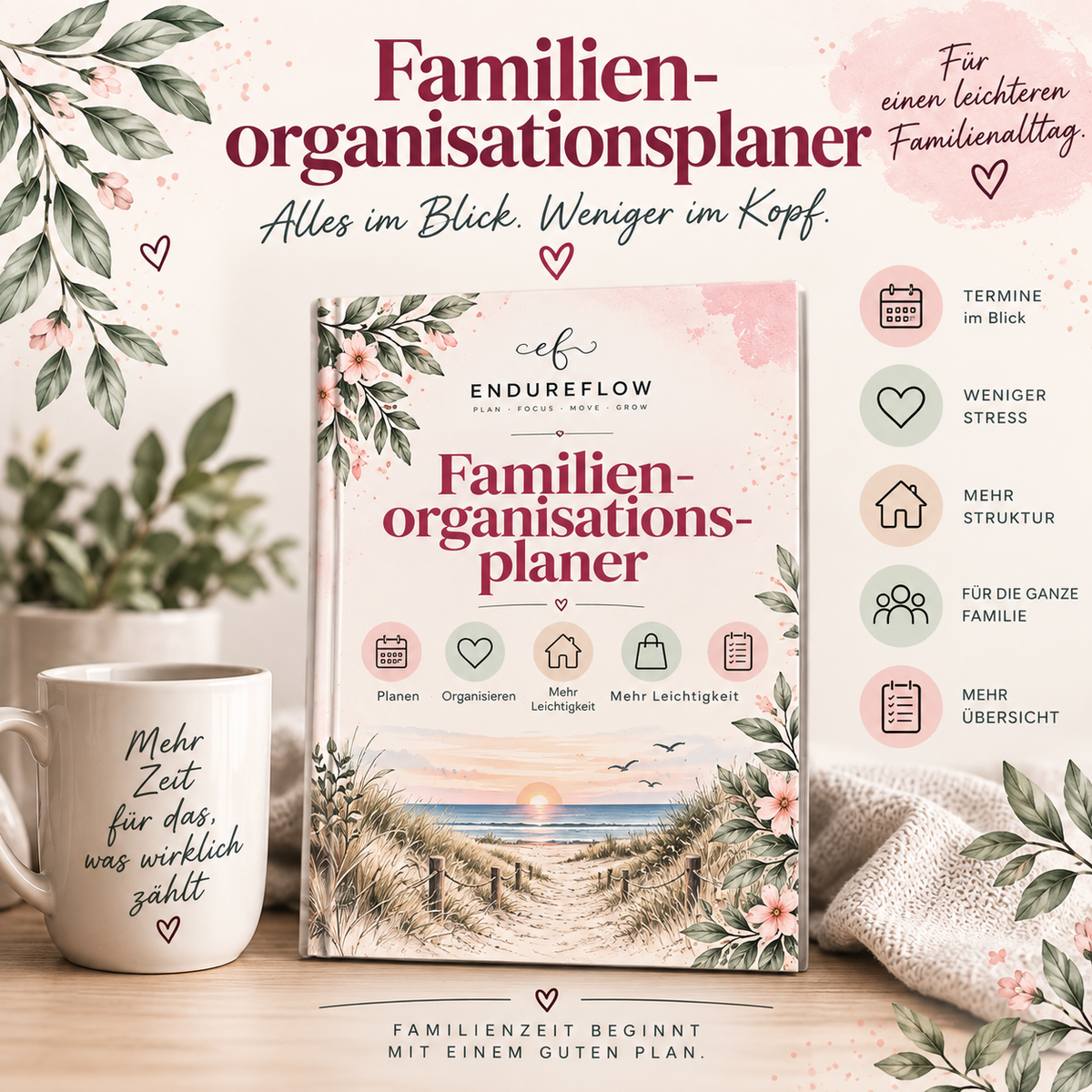 Familienorganisationsplaner von endureflow – digitaler Planer für mehr Struktur, Übersicht und Leichtigkeit im Familienalltag